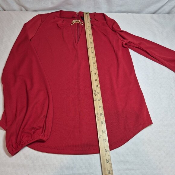 Lauren Ralph Lauren Women's Blouse Size S Logo Trim Jersey Red Long Sleeve (42) - Picture 5 of 10